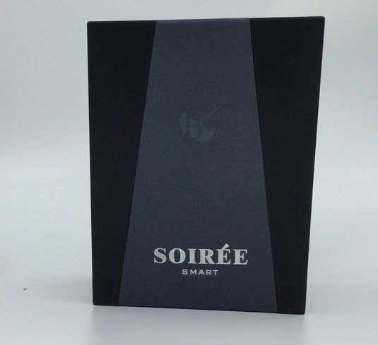 A black Giovanni Bacci Soiree Smart Fragrance box with the word fragrance for men on it from the brand Lattafa.