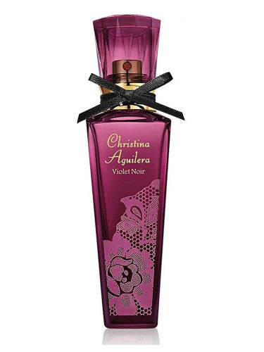 A bottle of Christina Aguilera's fragrance, Violet Noir 50ml Eau De Parfum for women.