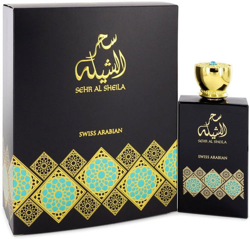 A bottle of Swiss Arabian Sehr al Shiela 100ml Eau De Parfum, a captivating fragrance for women.