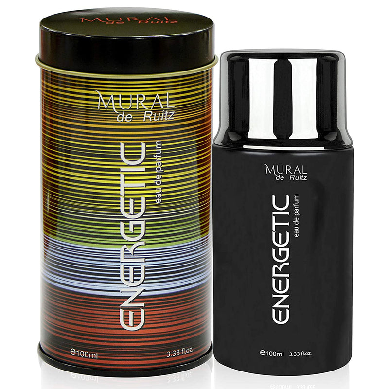 Load image into Gallery viewer, A tin of Mural de Ruitz Energetic 100ml Eau De Toilette next to a can.
