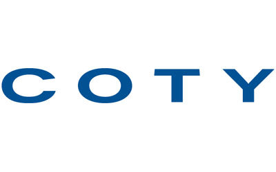 The image displays the COTY logo with the company name in bold, blue capital letters on a white background.