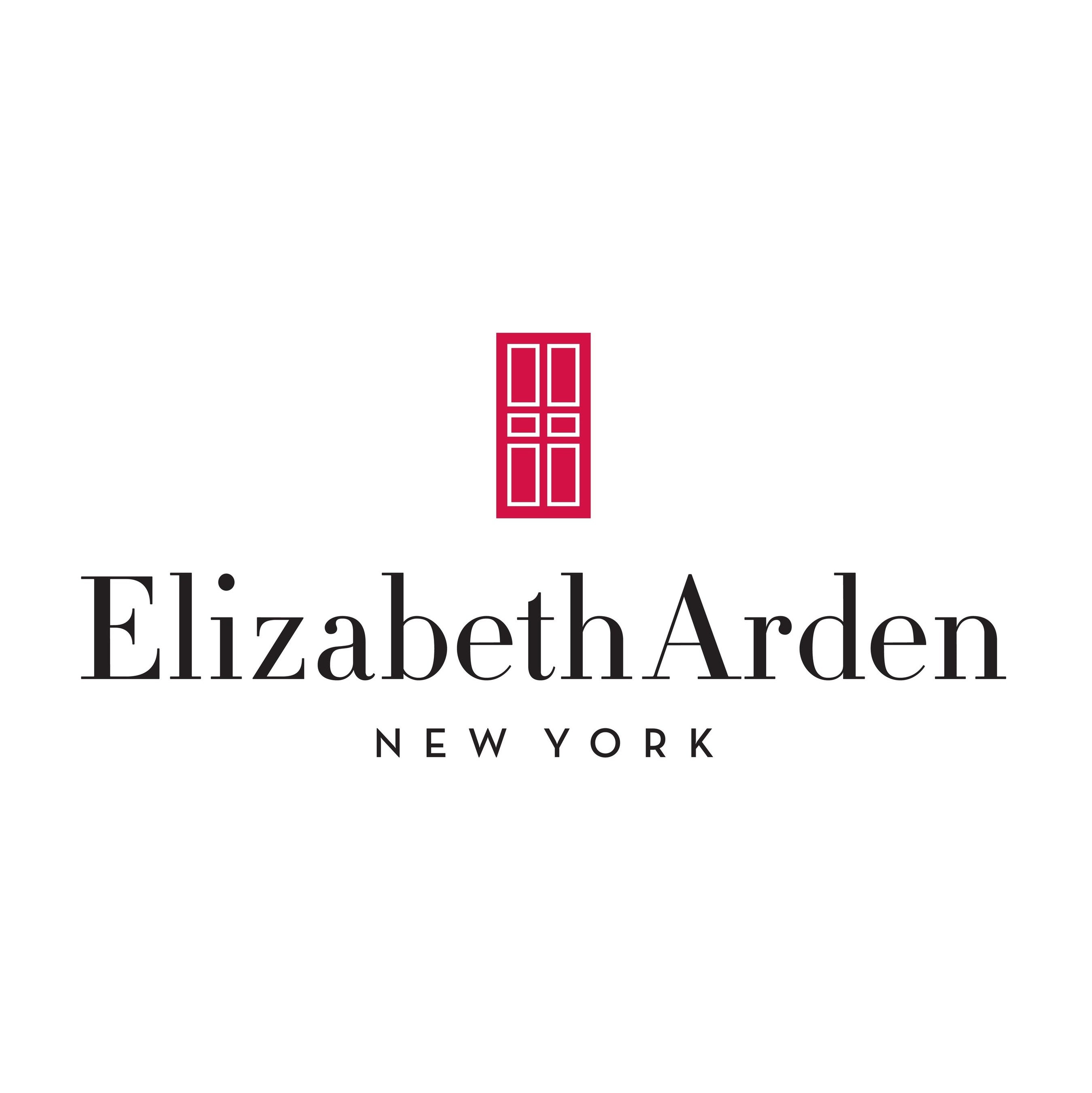 Elizabeth Arden logo with a red stylized door icon above the brand name "Elizabeth Arden" and "New York" written below in black text on a white background.