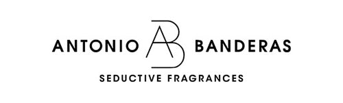 Logo for Antonio Banderas Seductive Fragrances with stylized initials "AB" between the words "Antonio" and "Banderas.