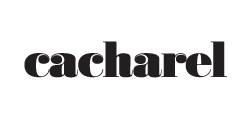 The image shows the word "cacharel" in bold, black, lowercase letters on a light gray background.
