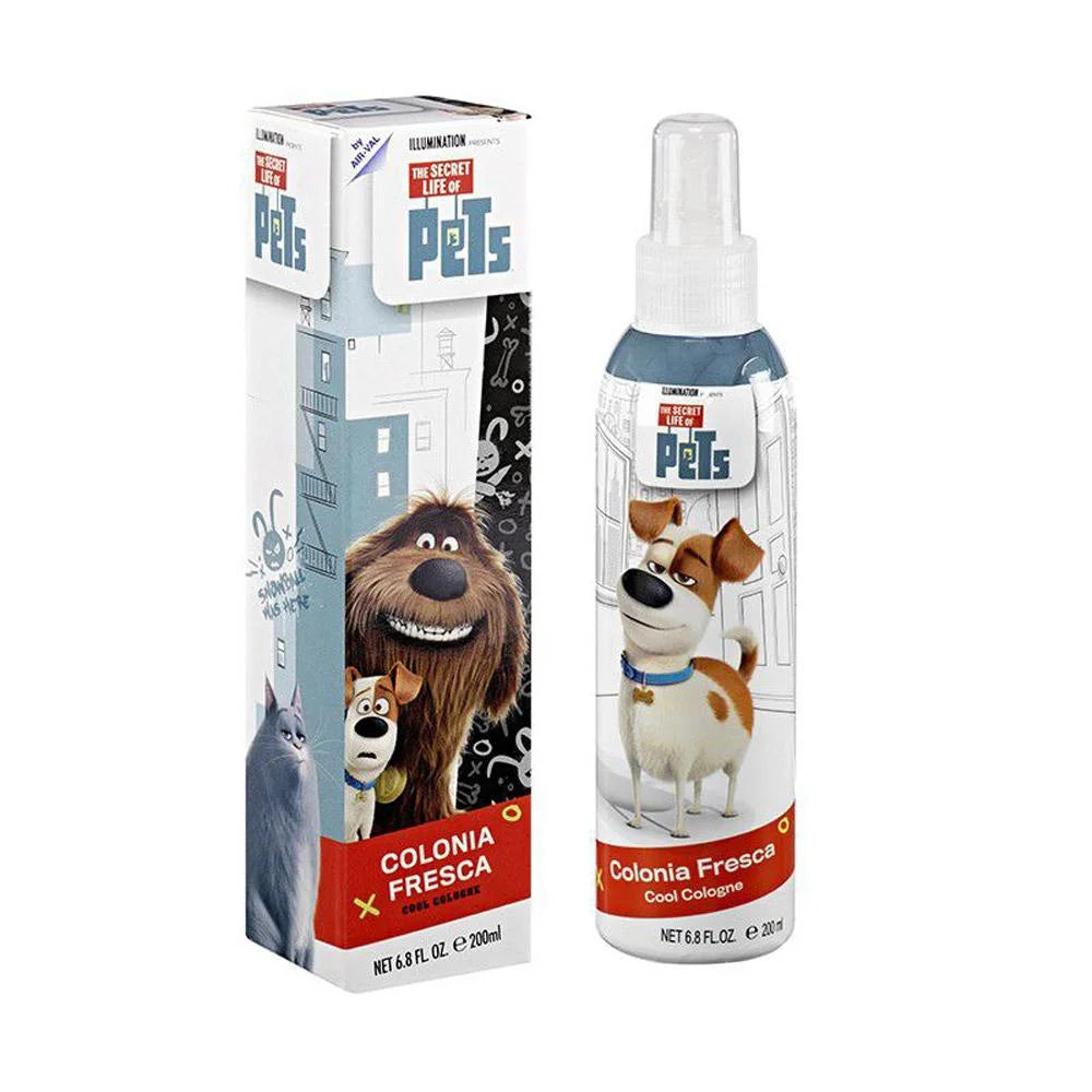 A 200ml bottle and box of Pets Cool Cologne by Pets, featuring playful packaging with cartoon pets, perfect for giving your furry friend a fresh pet fragrance.