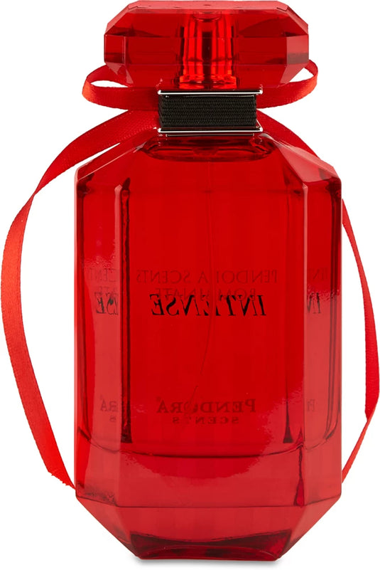 An intense fragrance of Pendora Scents Bombinate Intense 100ml Eau De Parfum enhanced with a red ribbon.