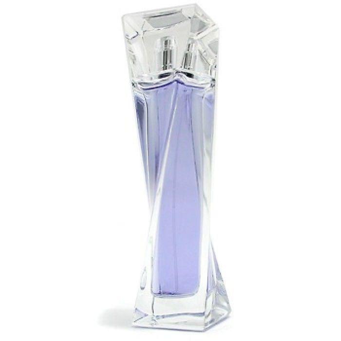 A tall, geometric glass bottle holds 75ml of Lancôme Hypnose Eau De Parfum, featuring light purple liquid—an elegant women’s fragrance shown on a white background.