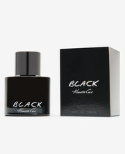A black bottle of Kenneth Cole Black For Men 100ml Eau De Toilette is displayed beside its matching box, both labeled with the Kenneth Cole brand—a sophisticated men’s fragrance.