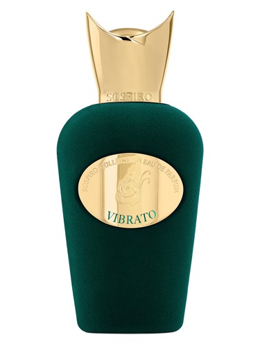 Sospiro Vibrato 100ml EDP is a unisex fragrance in a green velvet bottle with a gold cap and an oval "Vibrato" label, reflecting the elegance of the Sospiro brand.