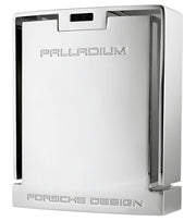 A rectangular metallic silver bottle of Porsche Design Palladium 100ml Eau De Toilette, featuring "PALLADIUM" and "PORSCHE DESIGN" embossed on the front—a distinctive men's fragrance.