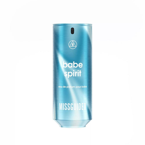 A bottle of Missguided Babe Spirit 80ml Eau De Parfum for women on a white background.
