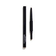 Two GOSH Shape and Fill 002 Grey eyebrow pens, one capped and one uncapped, are shown with a slanted tip and sponge applicator against a white background. This innovative GOSH design combines the precision of a brow pencil with the soft finish of brow powder for naturally fuller brows.