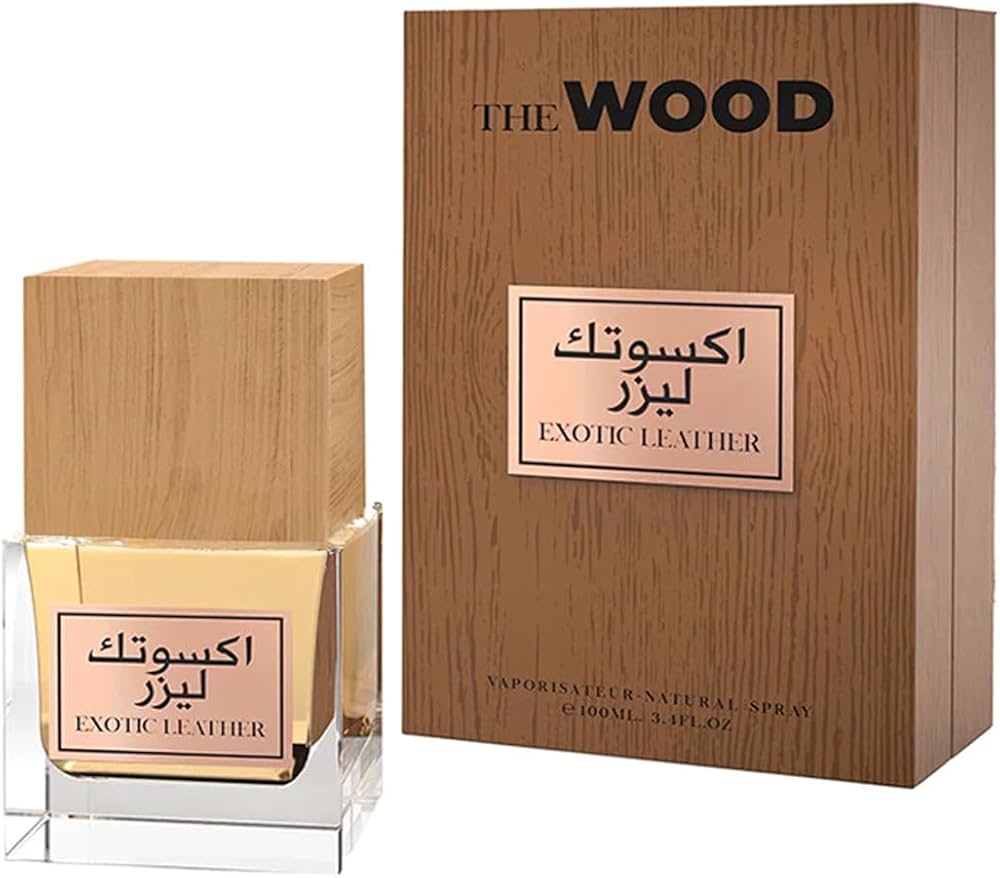 The Emper The Wood Exotic Leather 100ml Edp perfume comes in a matching box with a wood-like design, offering rich wood notes. This Eau De Parfum blends luxurious scents for an unforgettable experience.