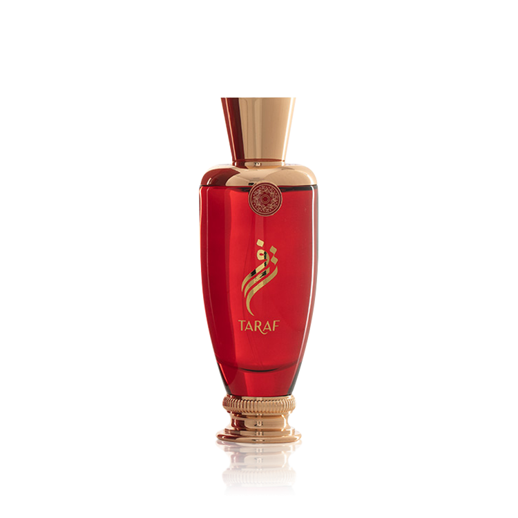 Load image into Gallery viewer, A bottle of Arabian Oud Taraf 100ml Eau De Parfum by Rio Perfumes on a black background.
