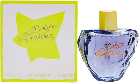 A Lolita Lempicka 100ml Eau De Parfum bottle with a box next to it, emitting a mesmerizing fragrance for women.