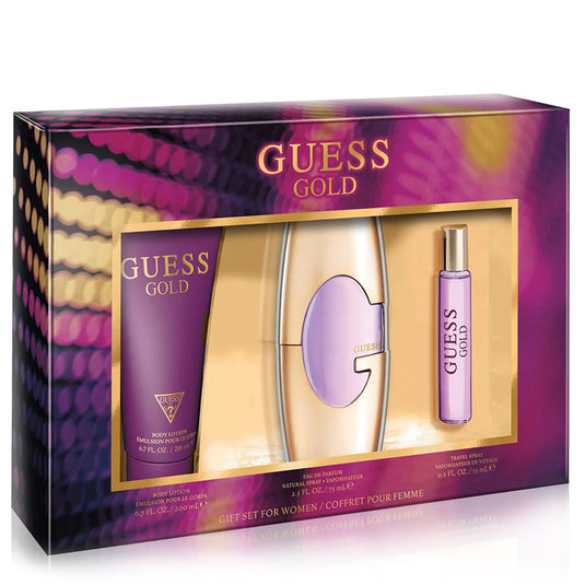 Discover the mesmerizing Fragrance of the Guess Gold 75ml Eau de Parfum Gift Set for women.