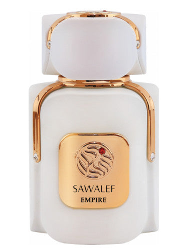 A bottle of Rio Perfumes Sawalef Empire 80ml Eau De Parfum, a unisex fragrance, on a white background.