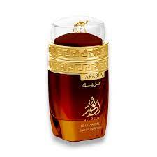 A bottle of Le Chameau Arabia Al Oud 100ml Eau De Parfum by Dubai Perfumes on a white background.