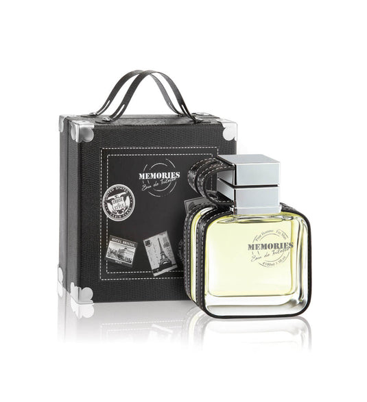 Emper Memories Pour Homme 100ml Eau De Parfum, a bottle of cologne with a black box next to it.