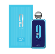 A blue bottle labeled "9 AM" by Afnan is displayed beside its blue box, highlighting the Afnan 9 AM Dive Homme 100ml Eau De Parfum—a refreshing fragrance for men.