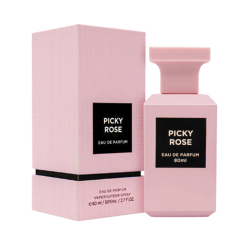 Lattafa's Fragrance World Picky Rose is a luxurious rose-scented fragrance available in a 100ml EDP.