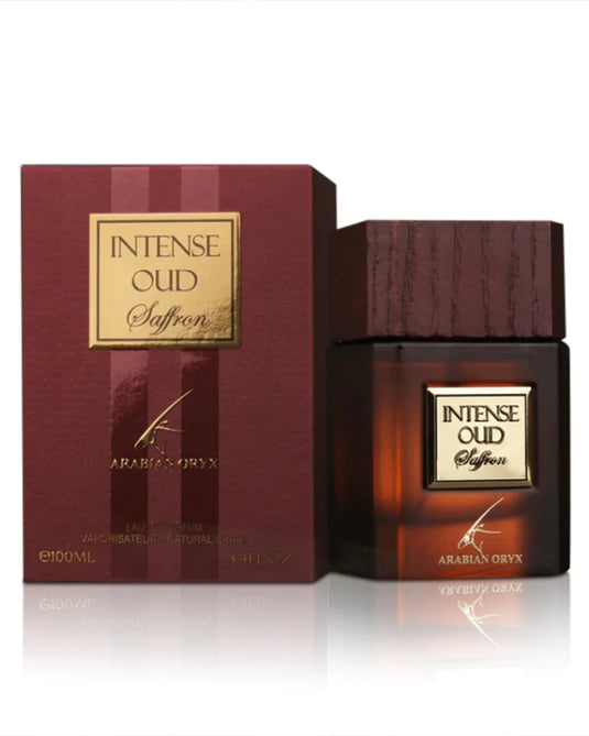 Dubai Perfumes' Arabian Oryx Intense Oud Saffron 100ml Eau de Parfum for men and women.