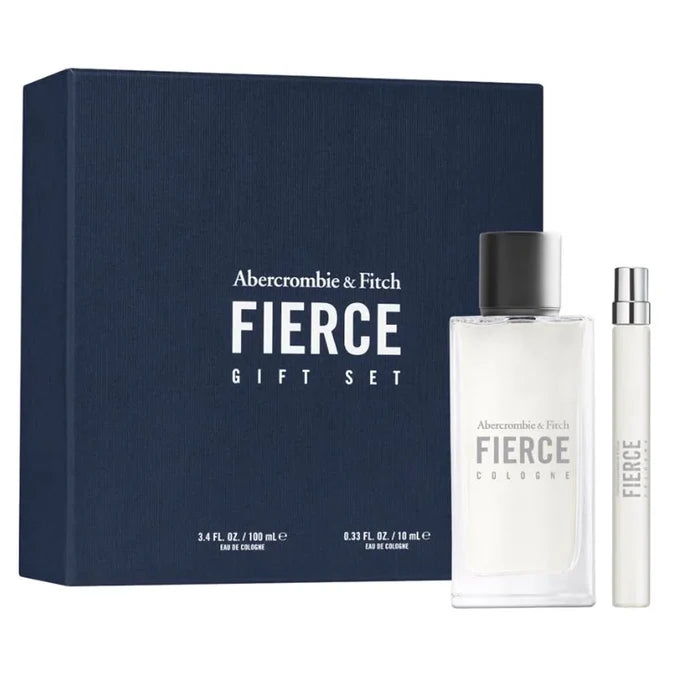 The Abercrombie & Fitch Fierce 100ml EDC Gift Set comes in a striking blue box and includes a 100ml Eau De Cologne spray bottle alongside a convenient 10ml travel spray—an iconic men’s fragrance by Abercrombie & Fitch that embodies confidence and sophistication.