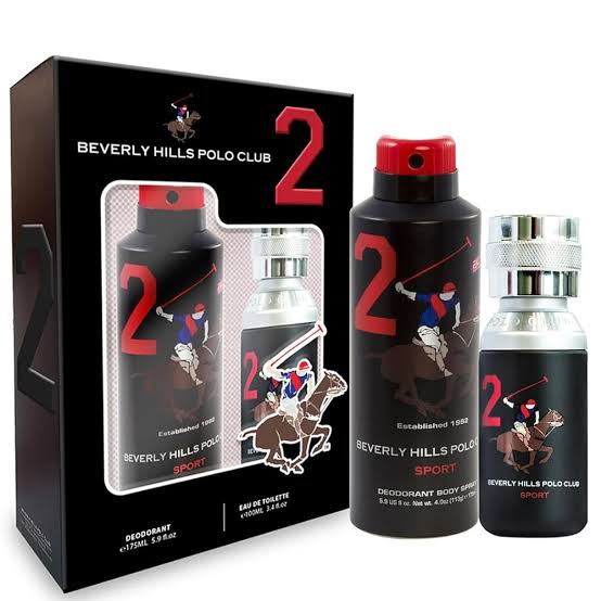 The Berverly Hills Polo Club no.2 100ml Gift Set by Berverly Hills includes a deodorant body spray, eau de toilette bottle, and comes in stylish packaging featuring a polo player and the number 2. This men’s fragrance offers an invigorating oriental spicy scent, perfect for the modern gentleman.