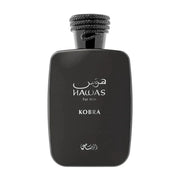 The Rasasi Hawas Kobra 100ml Eau De Parfum features a sleek black rectangular bottle with Arabic script, offering a bold, sophisticated men's fragrance from Rasasi.