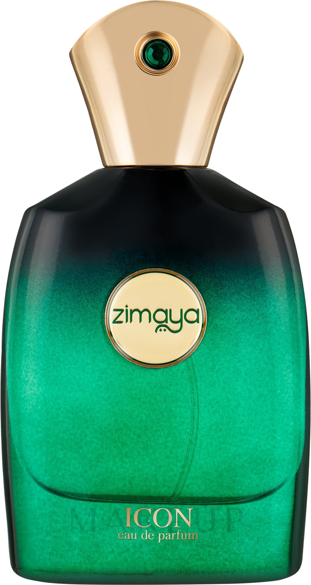 Zimaya Icon 100ml EDP by Zimaya is a men’s perfume with a bold masculine fragrance, featuring a gold cap and green gradient bottle design.