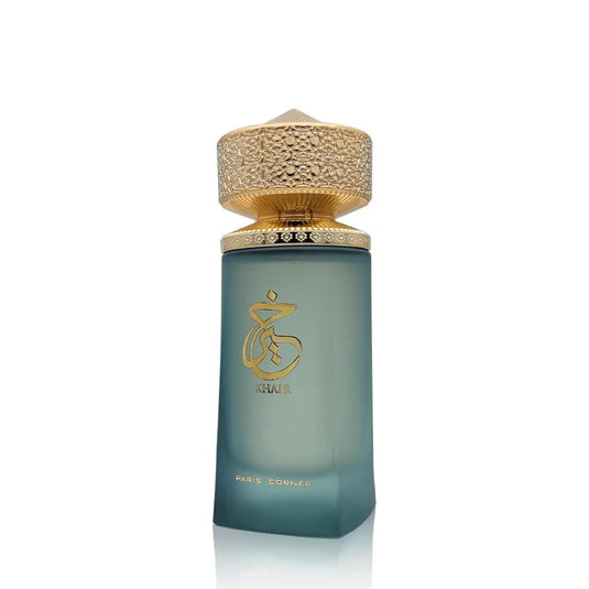 A bottle of Paris Corner Khair 100ml Eau De Parfum, a fragrance for men & women, against a white background.