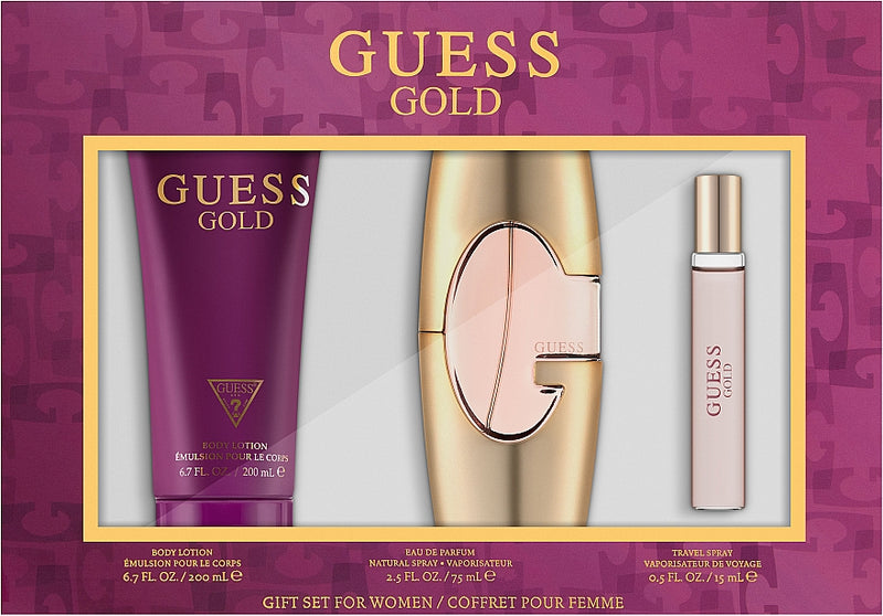 Load image into Gallery viewer, Introducing the captivating Guess Gold fragrance in an exquisite Guess Gold 75ml Eau de Parfum Gift Set. Experience the enchanting notes of Eau de Parfum with this luxurious Guess Gold gift set.
