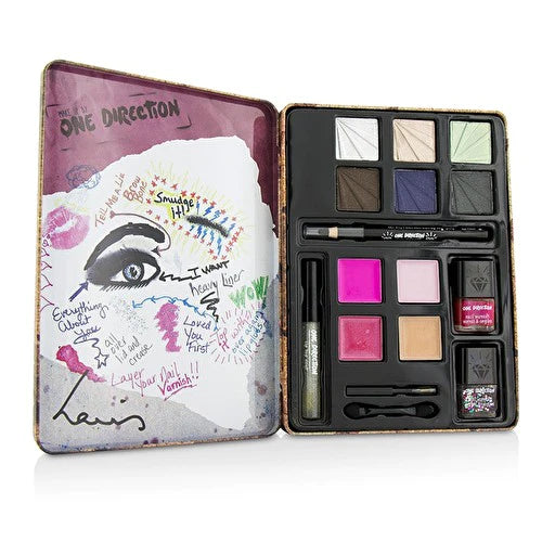 A tin of One Direction Make Up Set featuring a collection of youthful eye shadows.