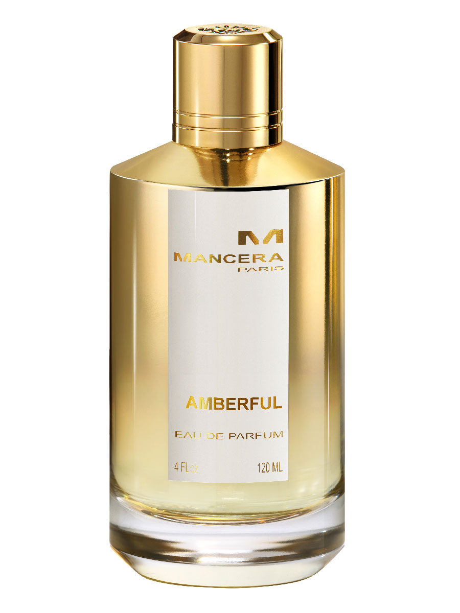 Mancera Amberful 120ml EDP by Mancera features a gold and clear glass bottle with a gold cap and white label. This unisex fragrance captures the essence of oriental perfume in every spritz.