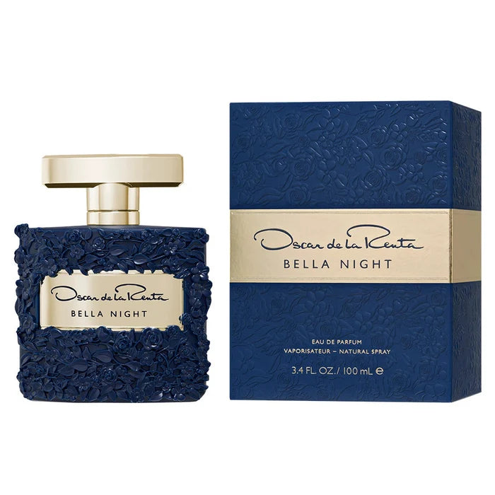 Oscar de la Renta Bella Night 100ml EDP is presented in an elegant bottle and comes with a coordinating navy blue box adorned with refined gold accents. This enchanting women’s fragrance from Oscar de la Renta makes a perfect addition to any sophisticated collection.
