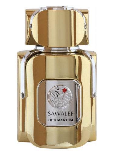 A bottle of Sawalef Oud Maktum 80ml Eau De Parfum with a rich oud maktum fragrance.