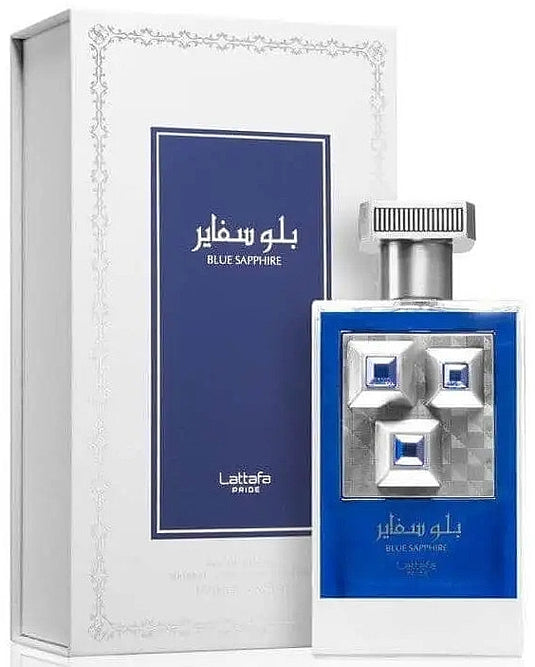 A Lattafa Blue Sapphire 100ml Eau De Parfum by Paris Corner in a box.