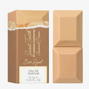 A rectangular perfume bottle and box labeled "Sabrina Carpenter Sweet Tooth Caramel Dream, 75ml Eau de Parfum" in tan and beige tones.