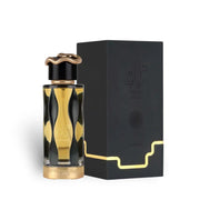 A bottle of Lattafa Teriaq Intense 100ml Eau De Parfum with a gold snake-shaped cap sits next to a black box with gold accents and Arabic text, representing Lattafa's signature Oriental Vanilla fragrance.