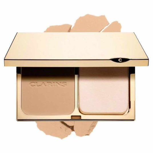 Clarins Everlasting Compact Foundation 10g SPF 15, a pressed powder foundation with SPF 30, available in various SHADES.