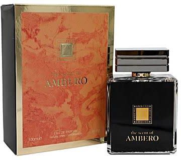 A mesmerizing bottle of Fragrance World The Scent of Ambero 100ml Eau de Parfum, a captivating perfume from the Fragrance World brand.