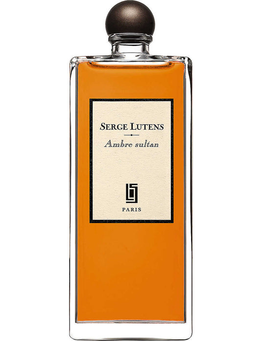 A 50ml bottle of Serge Lutens Ambre Sultan Eau De Parfum from Rio Perfumes on a white background.