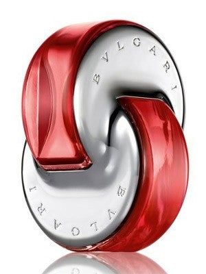 A red and silver Bvlgari Omnia Coral 65ml EDT bottle for sale at Rio Perfumes.