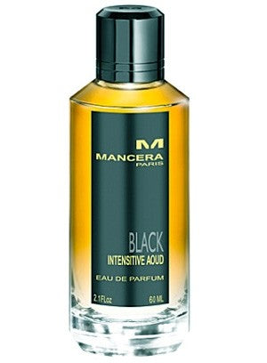 A 120ml bottle of Mancera Black Intensive Aoud Eau De Parfum cologne available at Rio Perfumes.