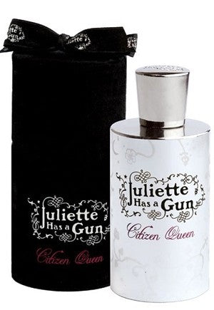 A 100ml bottle of Juliette Has a Gun Citizen Queen EDP in a black box from Rio Perfumes.