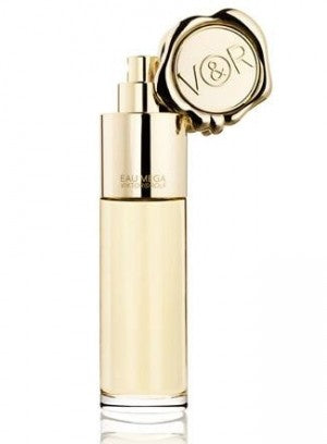 A 75ml EDP bottle of Viktor & Rolf Eau Mega with a gold lid, available at Rio Perfumes.