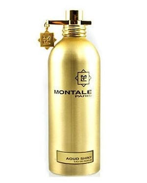 A gold bottle of Montale Paris Aoud Shiny 100ml Eau De Parfum available at Rio Perfumes.