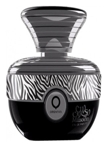 Load image into Gallery viewer, A black and white zebra print Orientica Maisoon Fatin fragrance bottle, perfect for both men &amp; women. Comes in a 100ml size.
