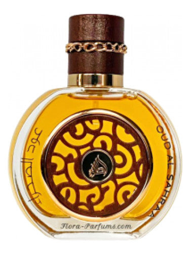 A new fragrance bottle of Lattafa Oud Al Sahraa 100ml Eau De Parfum by Lattafa, with an alluring amber fragrance.