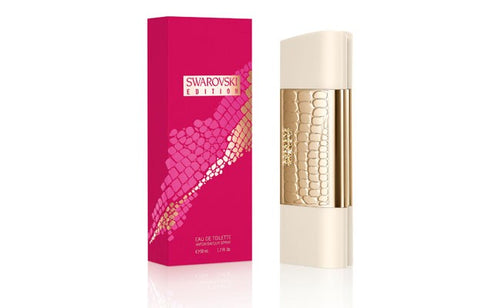 A 50ml Rio Perfumes Swarovski Edition perfume with a pink bottle and box.